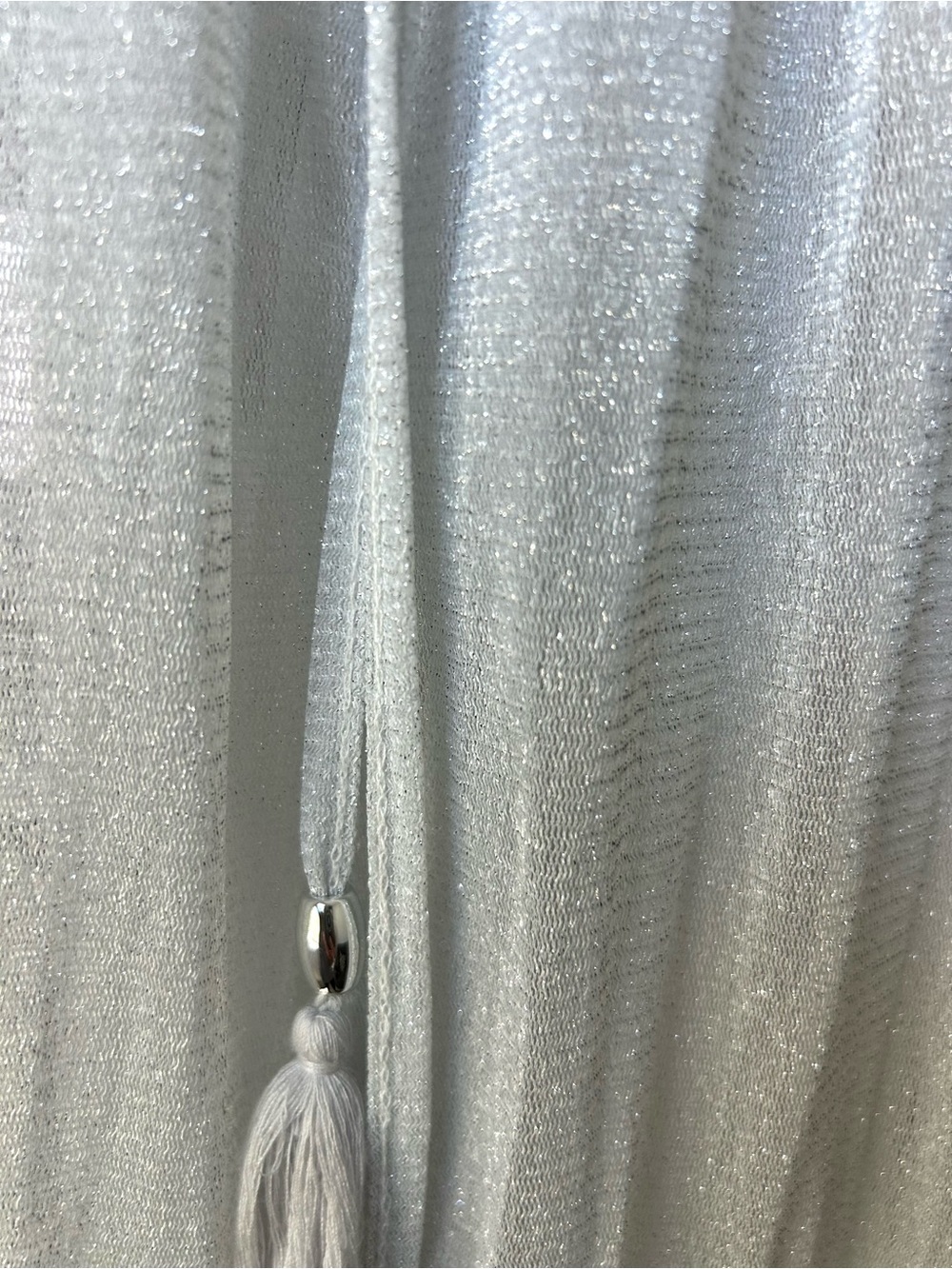 Silver Shimmery Nylon Swim Cover Pant with Tassel
